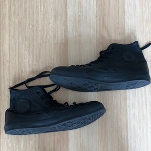 Black leather converse hi tops